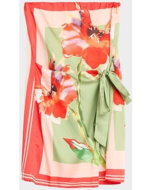 MISA Los Angles Priya Satin Wrap Mini Dress - Multicolor