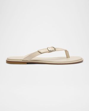 Stuart Weitzman Park Leather Thong Sandals - White