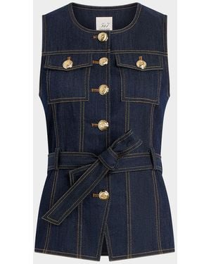 Cinq À Sept Reenee Belted Denim Vest - Blue