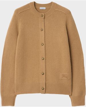 Burberry Clara Cashmere Crewneck Cardigan - Brown