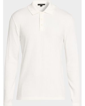 Vince Apos;S Long-Sleeve Textured Polo Shirt - White