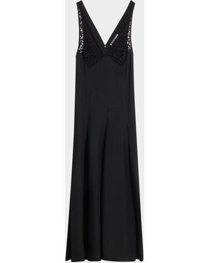 Maria McManus V-Neck Lace But Midi Dress - Black
