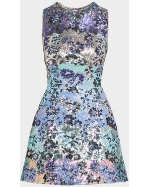 HELSI Daria Ombre Sequin Floral Mini Dress - Blue