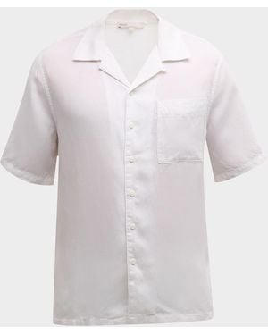 Onia Air Linen Convertible Collar Short-Sleeve Shirt - White