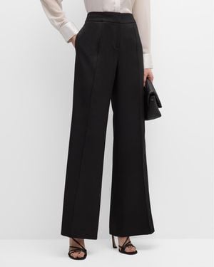 MILLY Nash High-Rise Wide-Leg Cady Pants - Black