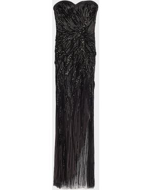 Gaurav Gupta Glistening Beaded Strapless Gown With Corset Back - Black