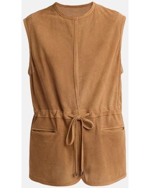 Kiton Perforated Suede Vest - Brown