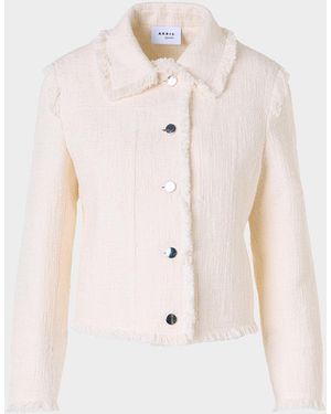 Akris Punto Fringed Cotton-Blend Tweed Fitted Short Jacket - Natural