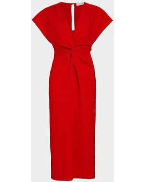 Prabal Gurung Jackie Twisted Cap-Sleeve Midi Dress - Red