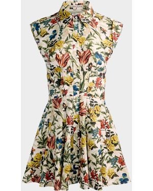 Alice + Olivia Kim Paneled Floral Mini Shirtdress - Metallic