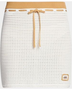 CASABLANCA Perforated-Cotton Knit Drawstring Miniskirt - White