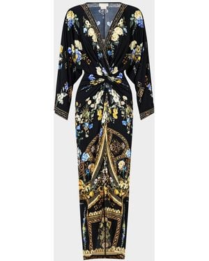 CAMILLA Long Split Front Twist Dress - White