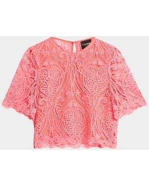 Le Superbe Rosey Lace Short-Sleeve Tee - Pink