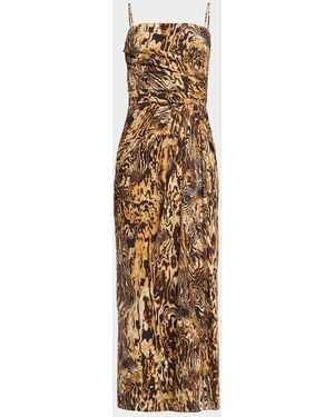 Adam Lippes Cari Abstract-Print Draped Ankle Dress - Metallic