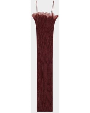 FFORME Lumie Lace-Trim Plisse Midi Slip Dress - Purple
