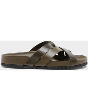 Tom Ford Apos;S Crisscross Strap Leather Sandals - Brown