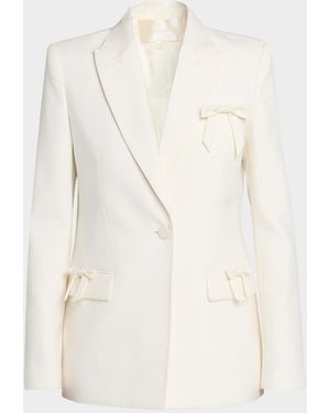 LoveShackFancy Shayne Wool-Blend Bow-Embellished Blazer - Natural