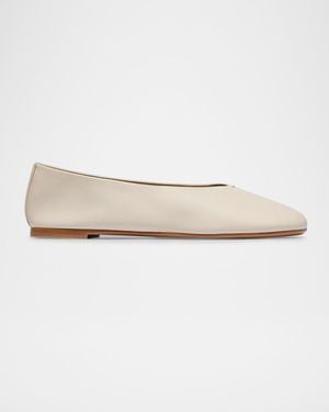 Bernardo Meredith Leather Ballerina Flats - Natural