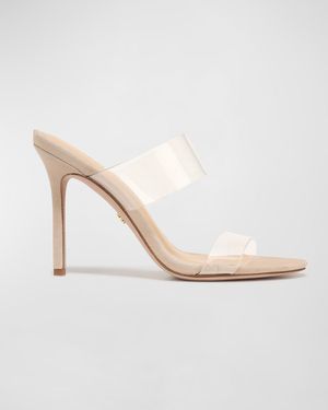 Veronica Beard Asha Transparent Dual-band Slide Sandals - White