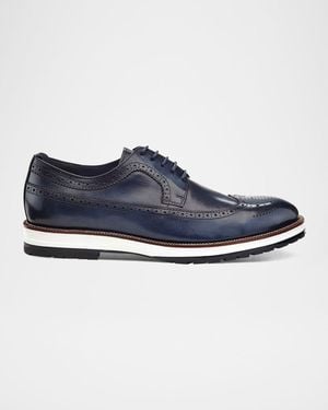 Ike Behar Apos;S Louis Hybrid Wing-Tip Leather Derby Shoes - Blue