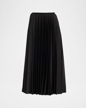 Jason Wu Pleated Crepe Satin Midi Skirt - Black