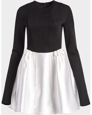 Kate Barton Clarissa Bicolor Fit-&-Flare Mini Dress - Black