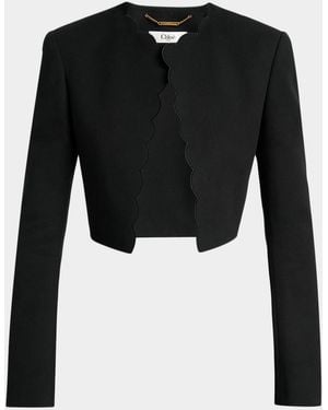 Chloé Scalloped Cavalry Cotton Crop Jacket - Black