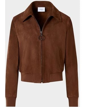 Akris Punto Suede Bomber Short Jacket - Brown