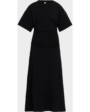 Ak Studio Fitted Ruched Midi Dress - Black