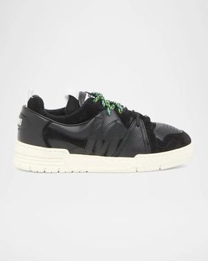 Moschino Leather &Amp; Velvet Low-Top Sneakers - Black