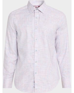 Robert Graham Apos;S Edison Cotton Space Dye Check Sport Shirt - Purple