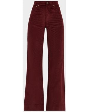 Rag & Bone Skylar High-Rise Corduroy Pants - Red