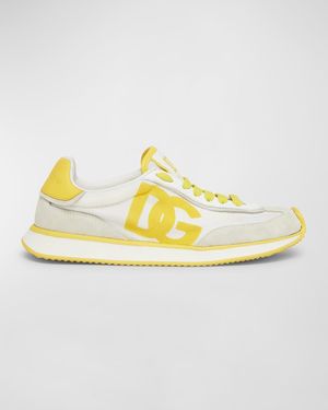 Dolce & Gabbana Mixed-Material Dg Cushion Sneakers - Metallic