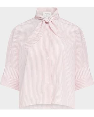 Twp Tie One On Striped Button-Front Shirt - Pink