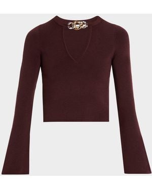 Jonathan Simkhai Evren Wool Chain Cut-Out Top - Purple