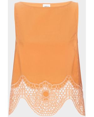 MISA Los Angles Nola Open-Knit Top - Orange