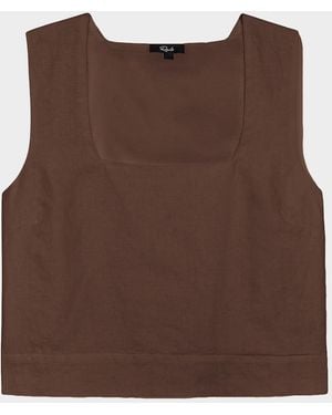 Rails Akira Linen Crop Top - Brown