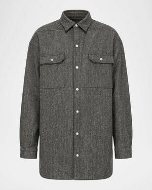 Rick Owens Wool-Blend Tweed Oversized Outershirt - Gray