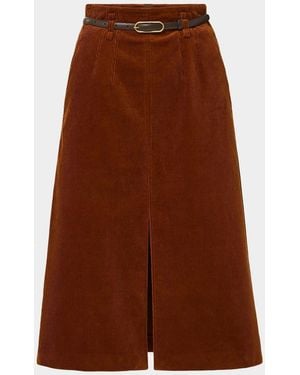 Veronica Beard Alexie Corduroy Midi Skirt - Brown