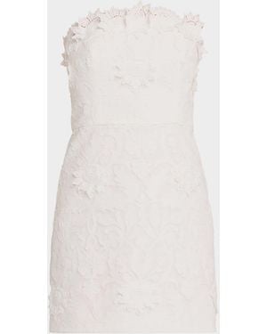 As It May Nerida Strapless Floral Applique Mini Dress - White