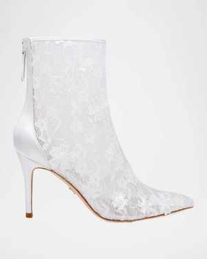 Badgley Mischka Raya 85Mm Lace Ankle Boots - White