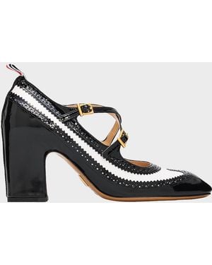 Thom Browne 75Mm Crisscross Leather Brogue Pumps - Black