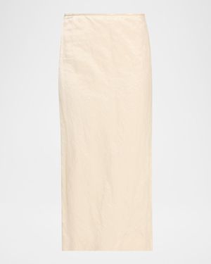 FFORME Mena Cotton-Blend Crinkled Straight Skirt - Natural