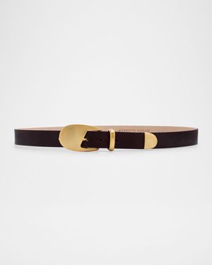 Streets Ahead Tone Buckle Leather Belt - Natural