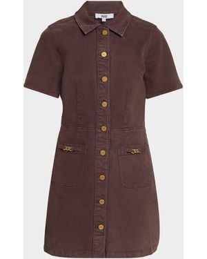 PAIGE Clementine Stretch Cotton Mini Dress - Brown