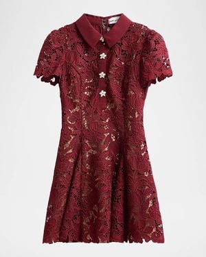 Self-Portrait Lace Mini Shirtdress - Red
