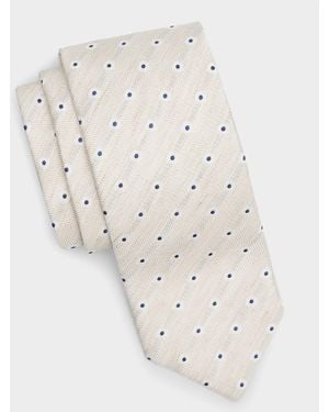 Canali Polka Dot Silk Tie - White