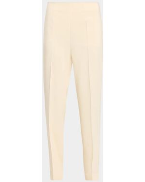 Alberta Ferretti Mid-Rise Crepe Straight-Leg Pants - Natural