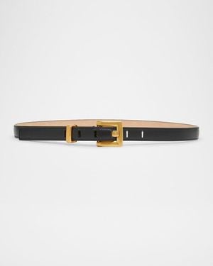Balmain Anthem Calfskin Leather Belt - Natural