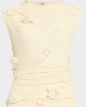 Jonathan Simkhai Tessa Floral Ruched Top - Natural